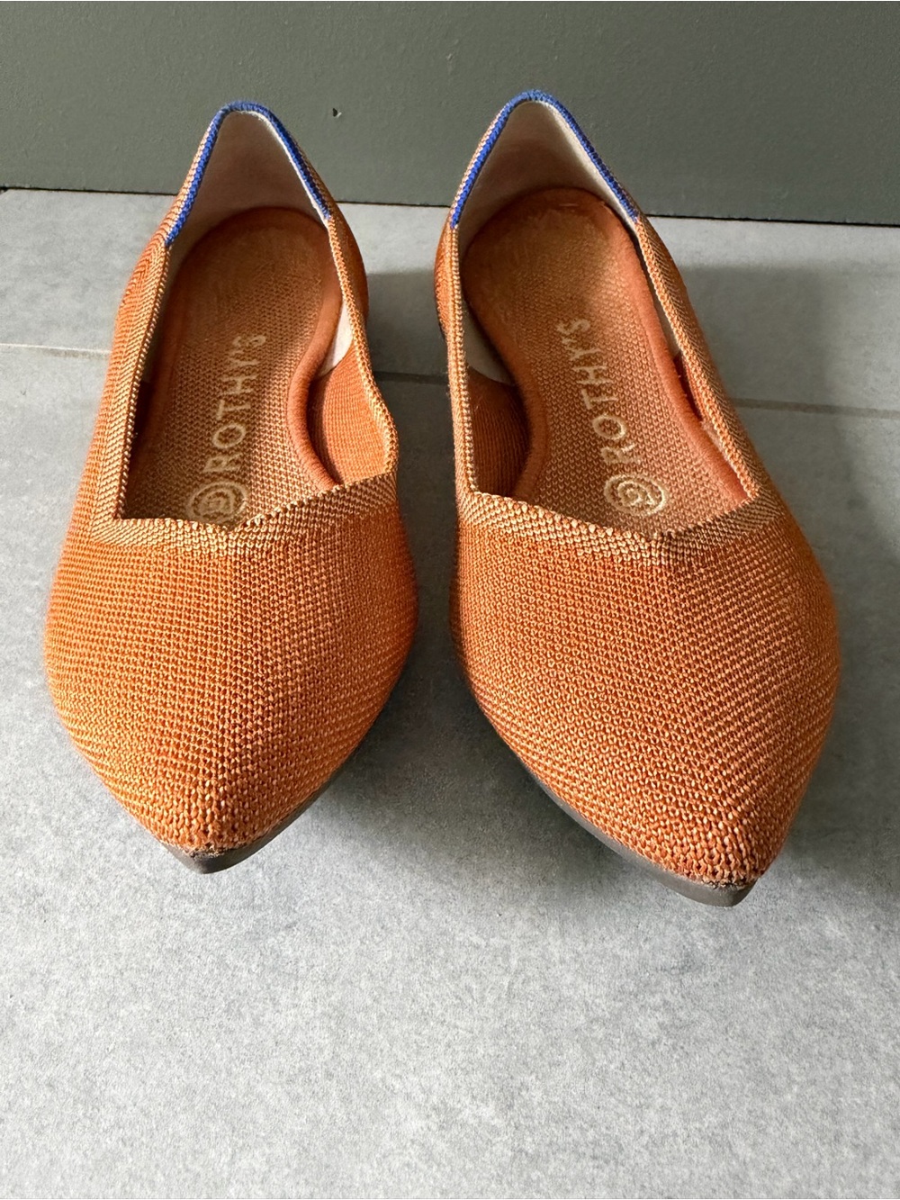 Rothy’s The Point Amber Pointed Toe Knit Flats in Rust Burnt Orange Fawn 6.5 - Picture 3 of 13